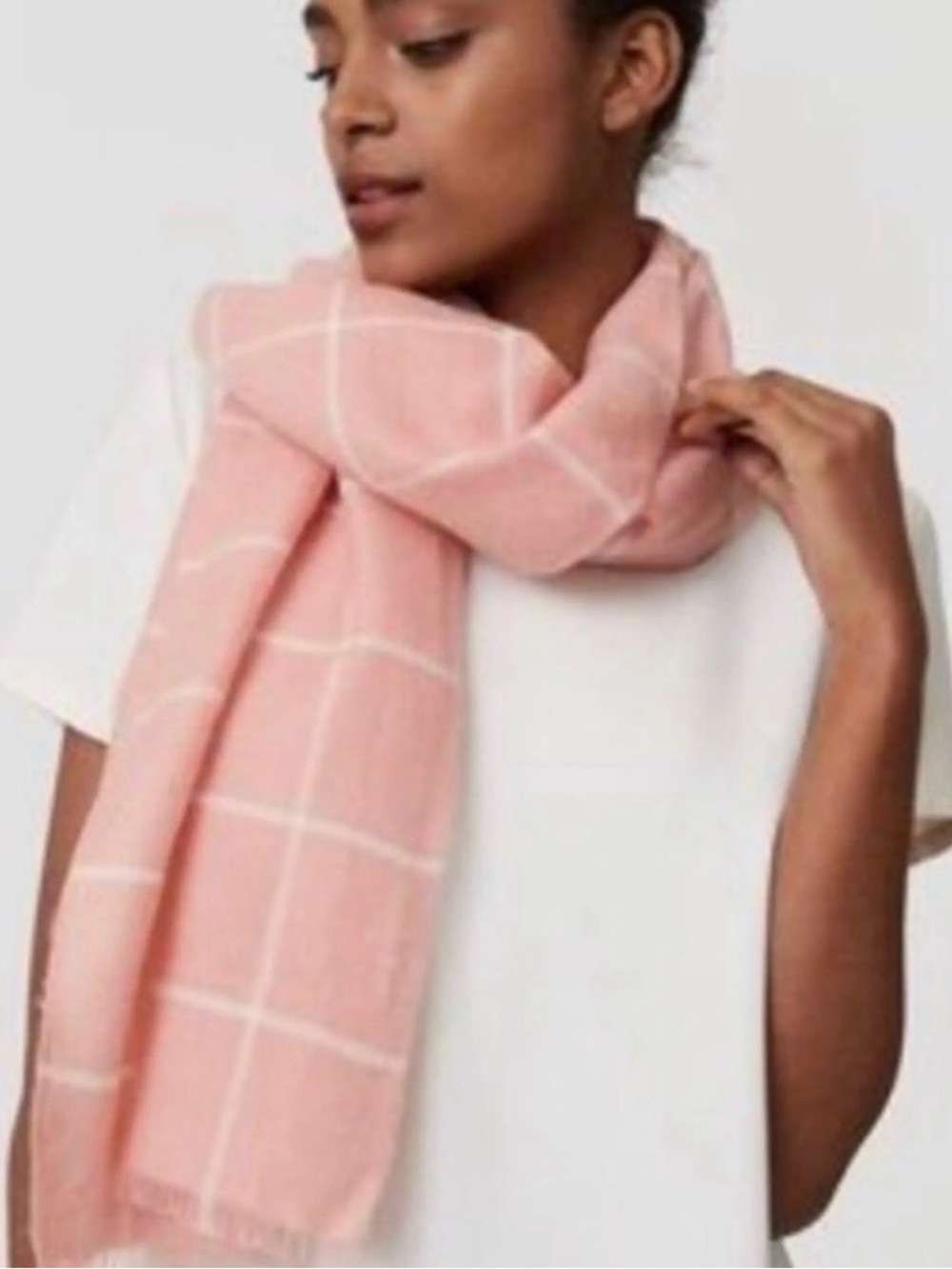 Loft Women’s Plaid Grid Scarf // Pink // One Size